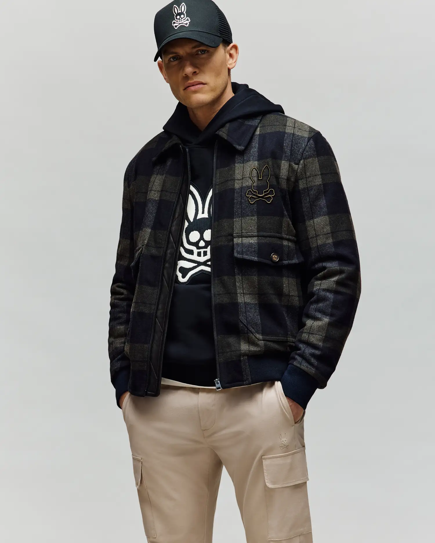 MENS GAVIN PLAID BOMBER JACKET - MO1100014