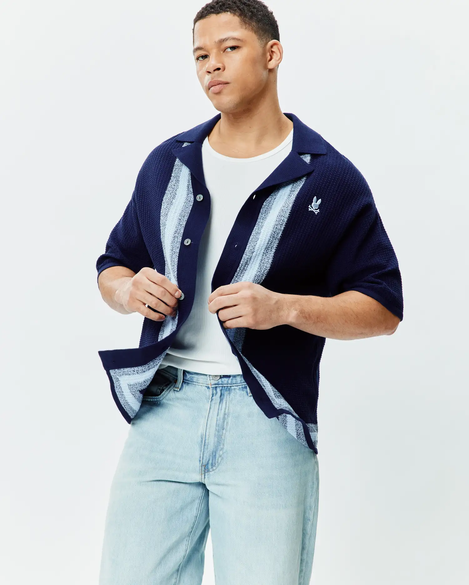 MENS GILES RELAXED FIT BORDER KNIT SHIRT - MT0300120 - Image 2