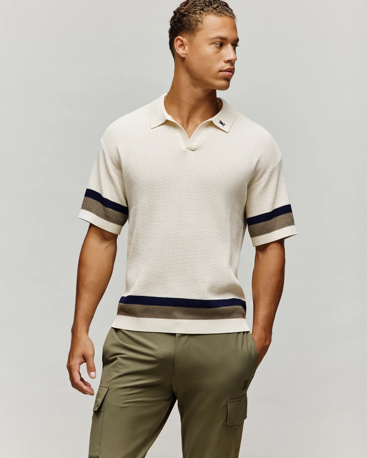 MENS LOCHLAN OVERSIZED JOHNNY COLLAR POLO - MT0100158 - Image 3