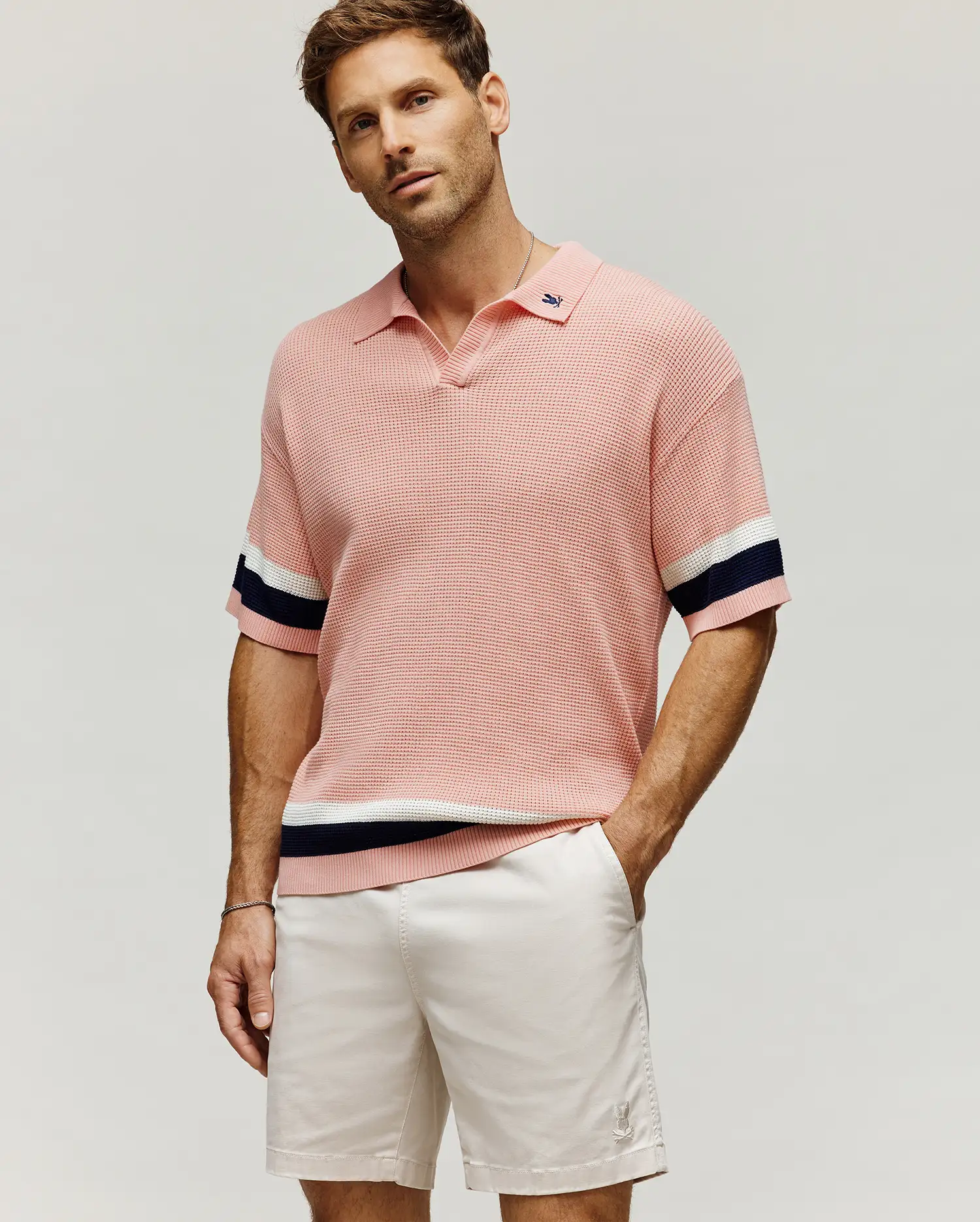 MENS LOCHLAN OVERSIZED JOHNNY COLLAR POLO - MT0100158 - Image 3
