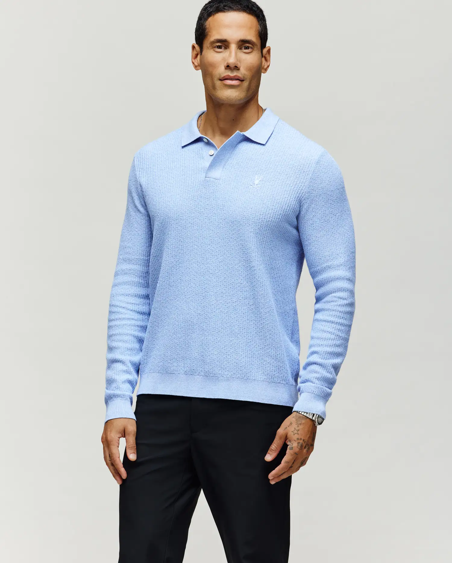 MENS ROMAN LONG SLEEVE KNIT POLO - MT0100153 - Image 3