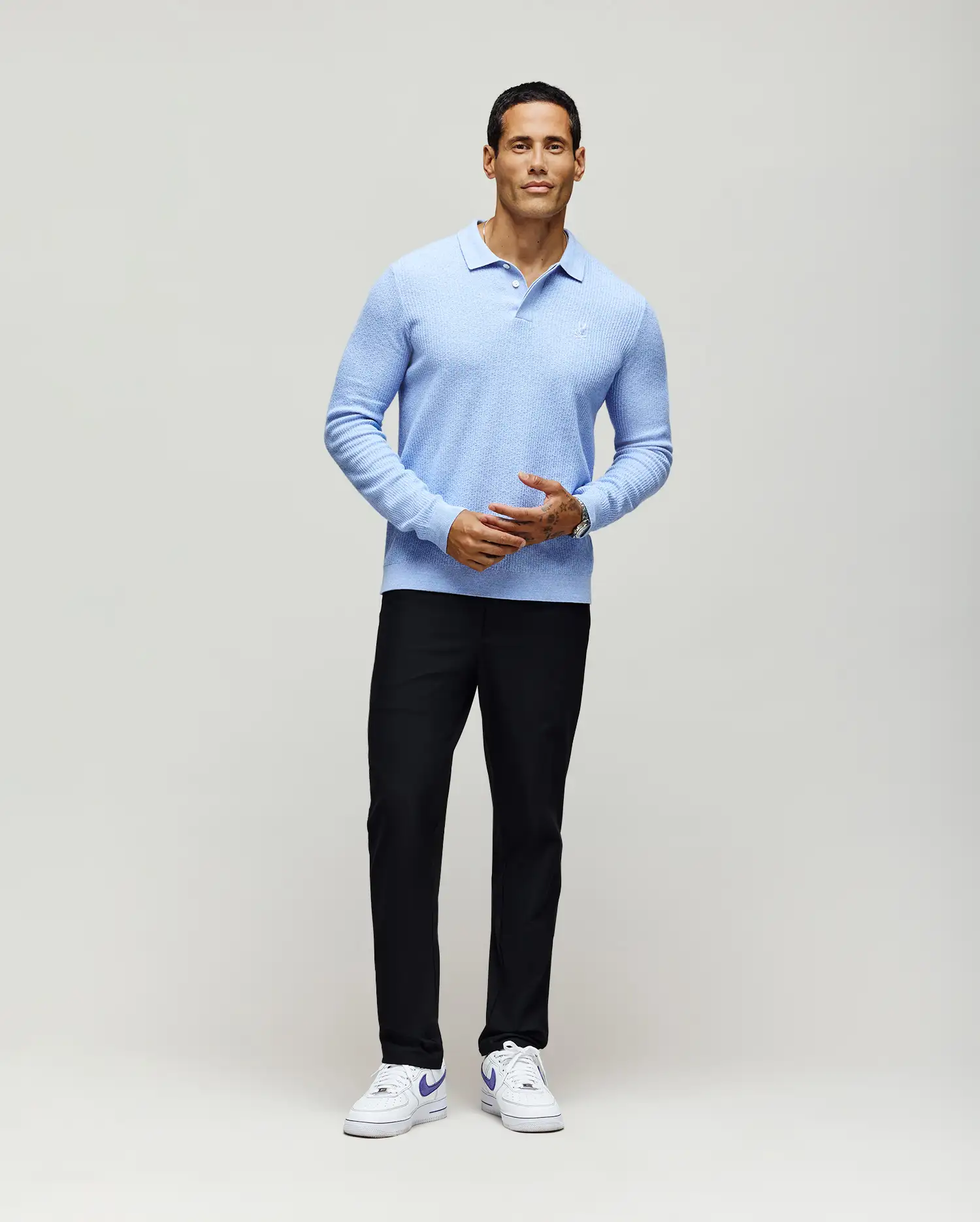 MENS ROMAN LONG SLEEVE KNIT POLO - MT0100153 - Image 4
